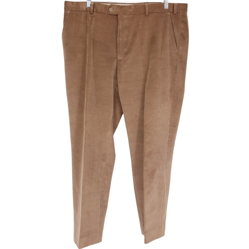 Magee Ireland Mens Corduroy Stretch Nice Plain Front Pants Size 42R Tan *Hemmed
